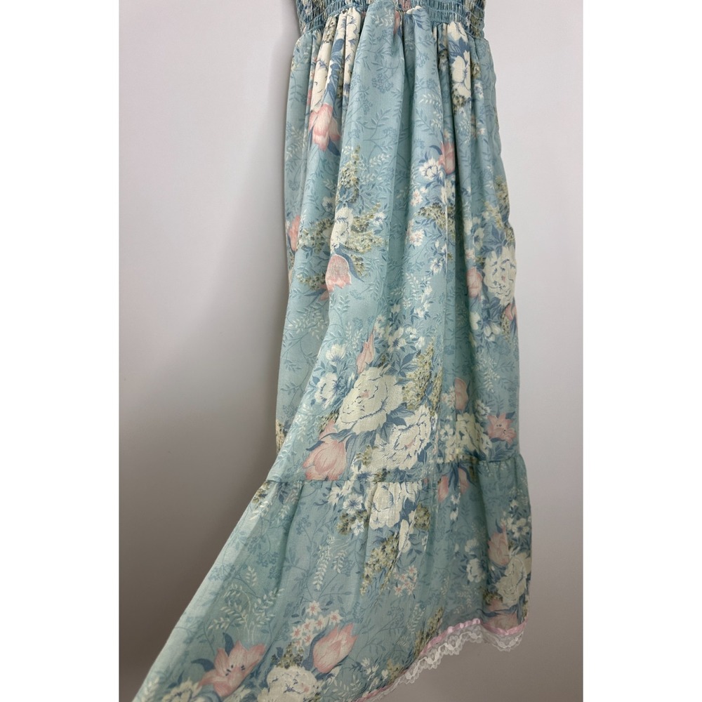 Vintage Cinderella Floral Maxi Dress Lace Smocked 6X Cottagecore Prairie USA - Picture 8 of 16